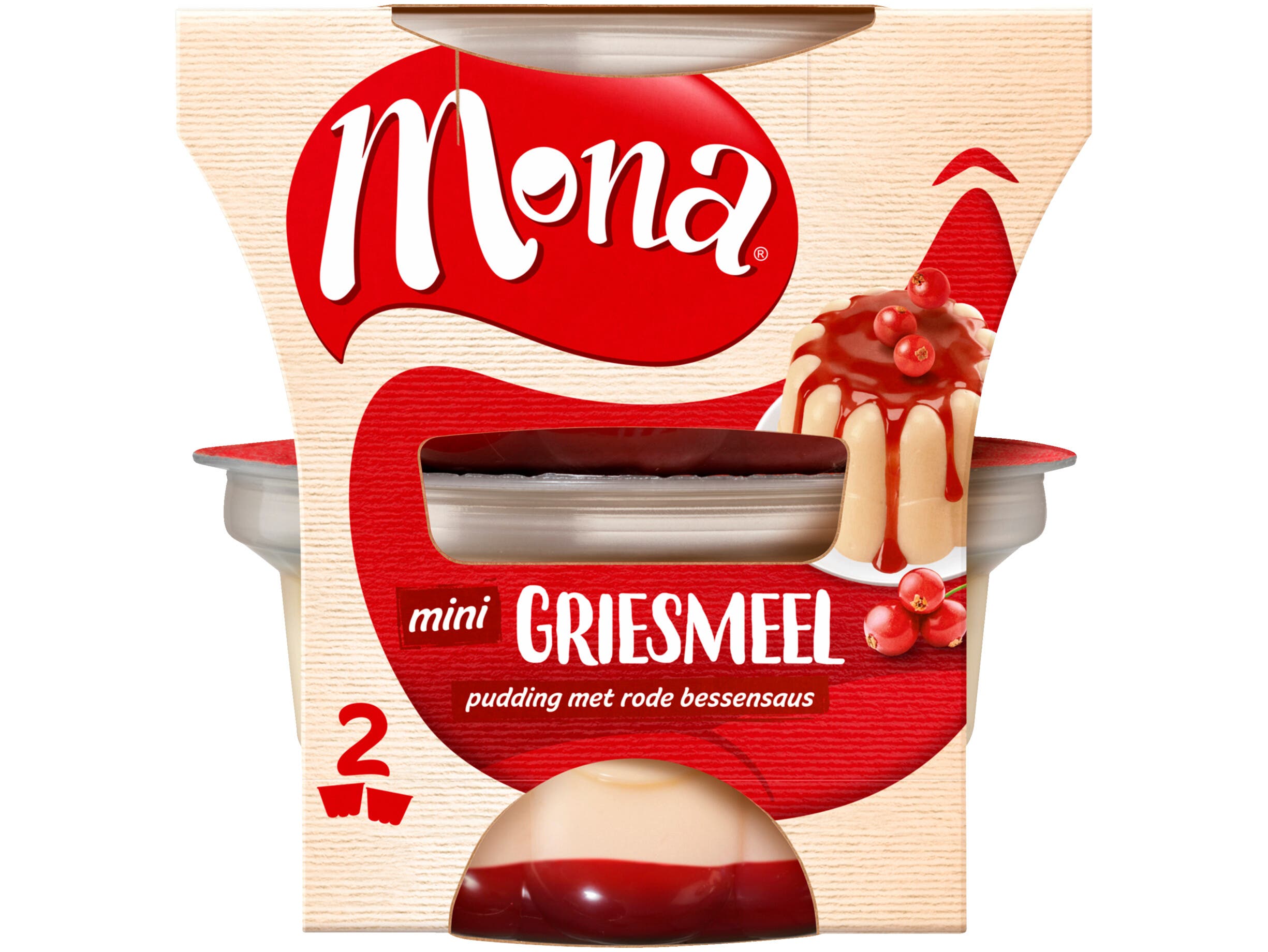 Griesmeelpudding met rode bessensaus