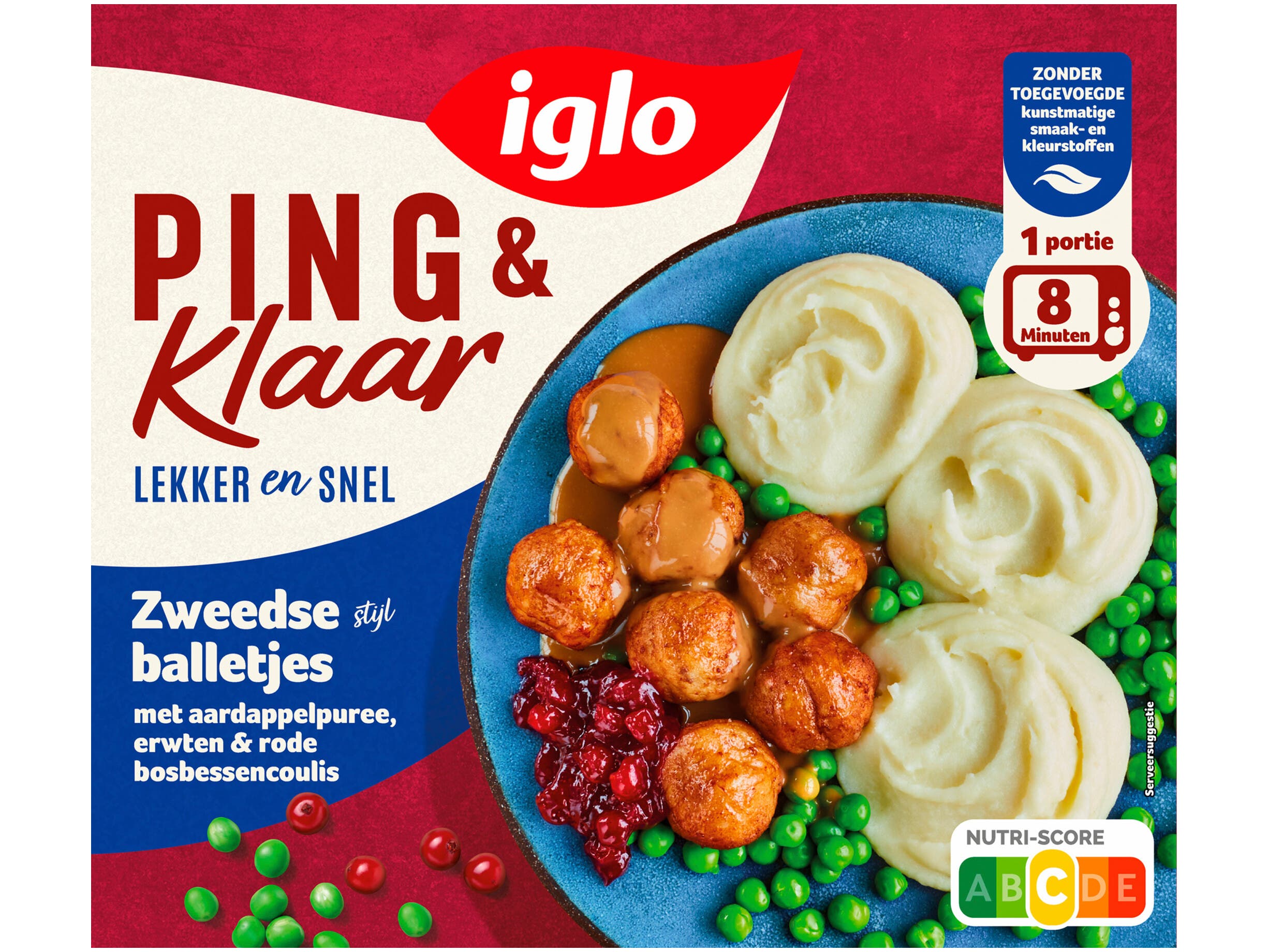 Ping & Klaar balletjes met puree en erwten