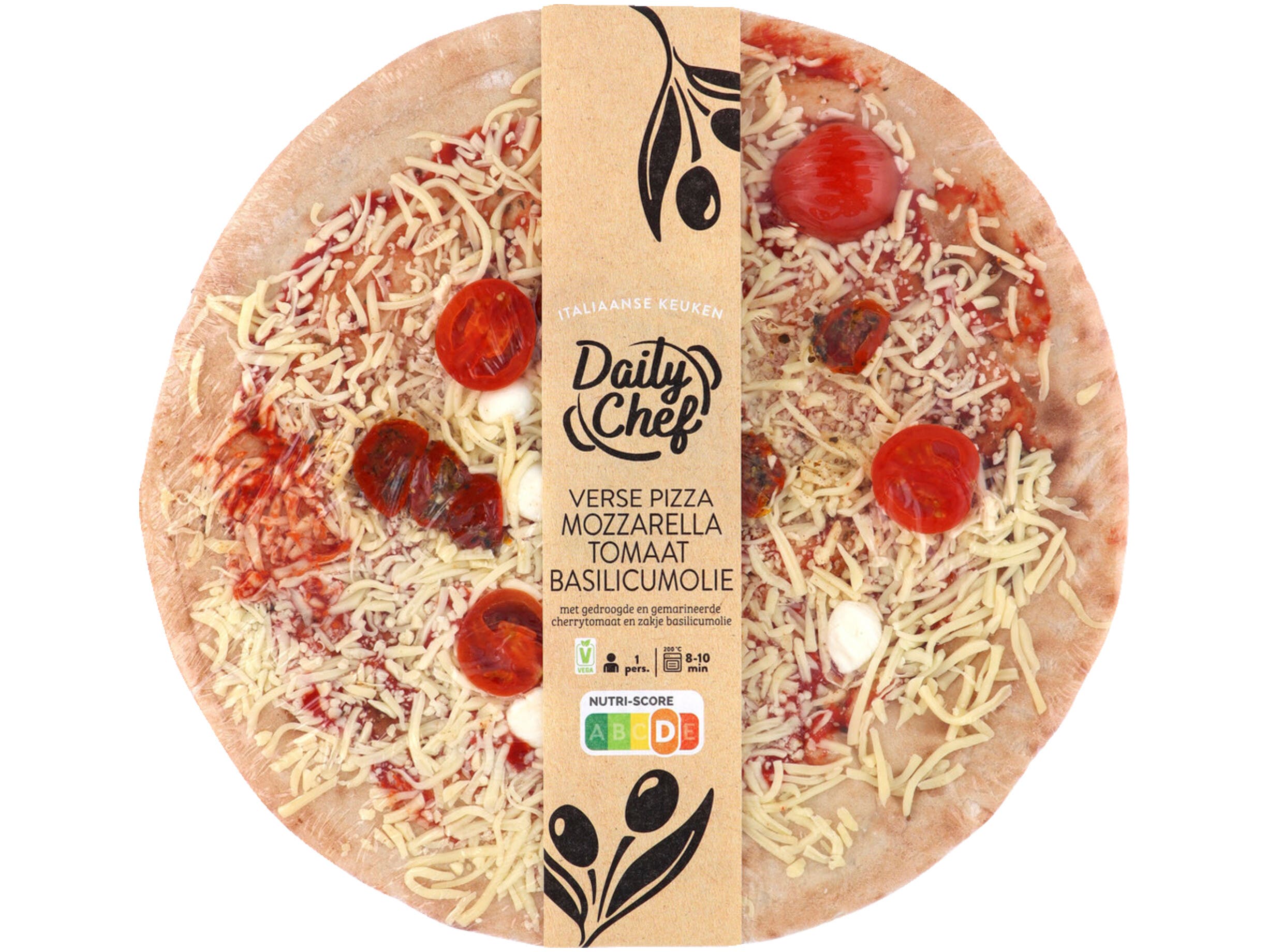 Pizza mozzarella tomaat en basilicum