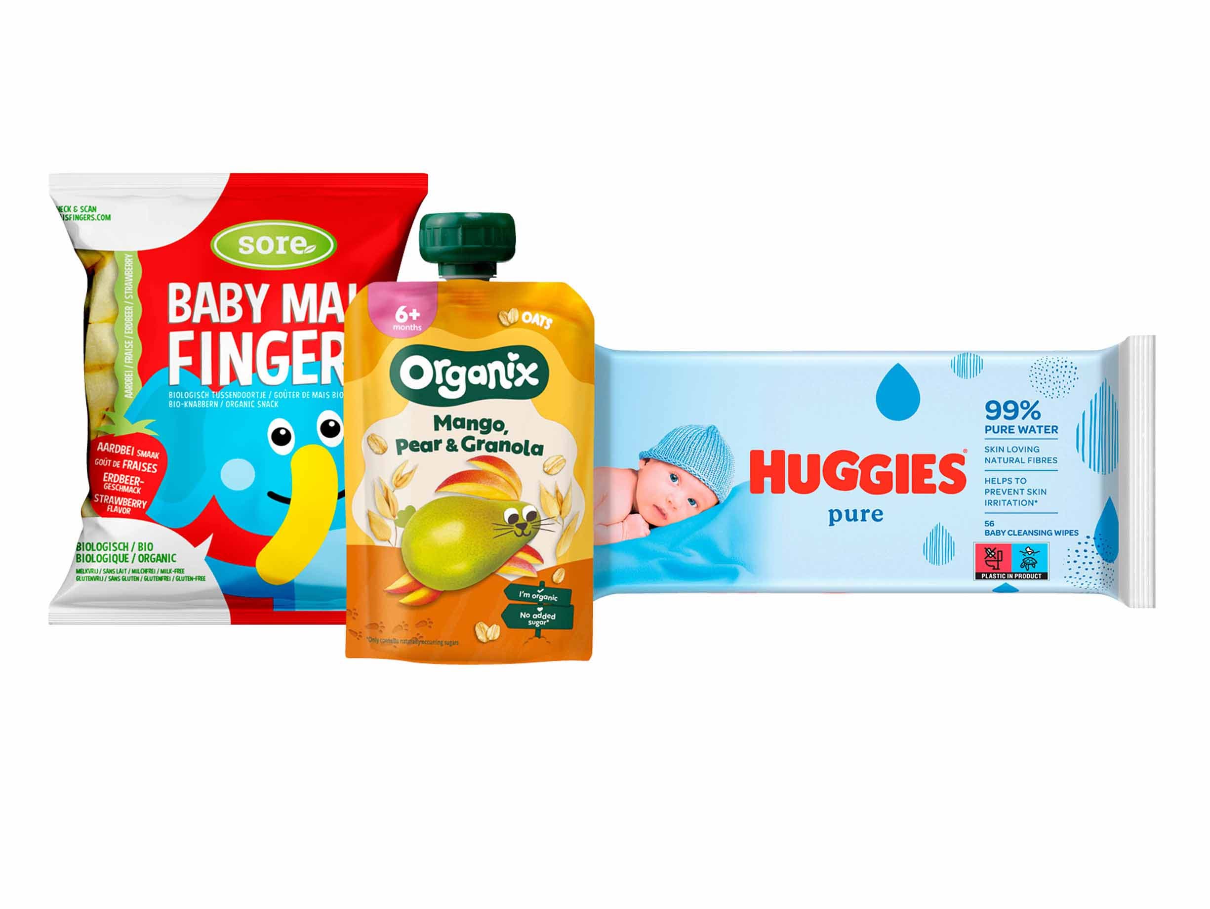 Huggies, Organix of Soré maisfingers