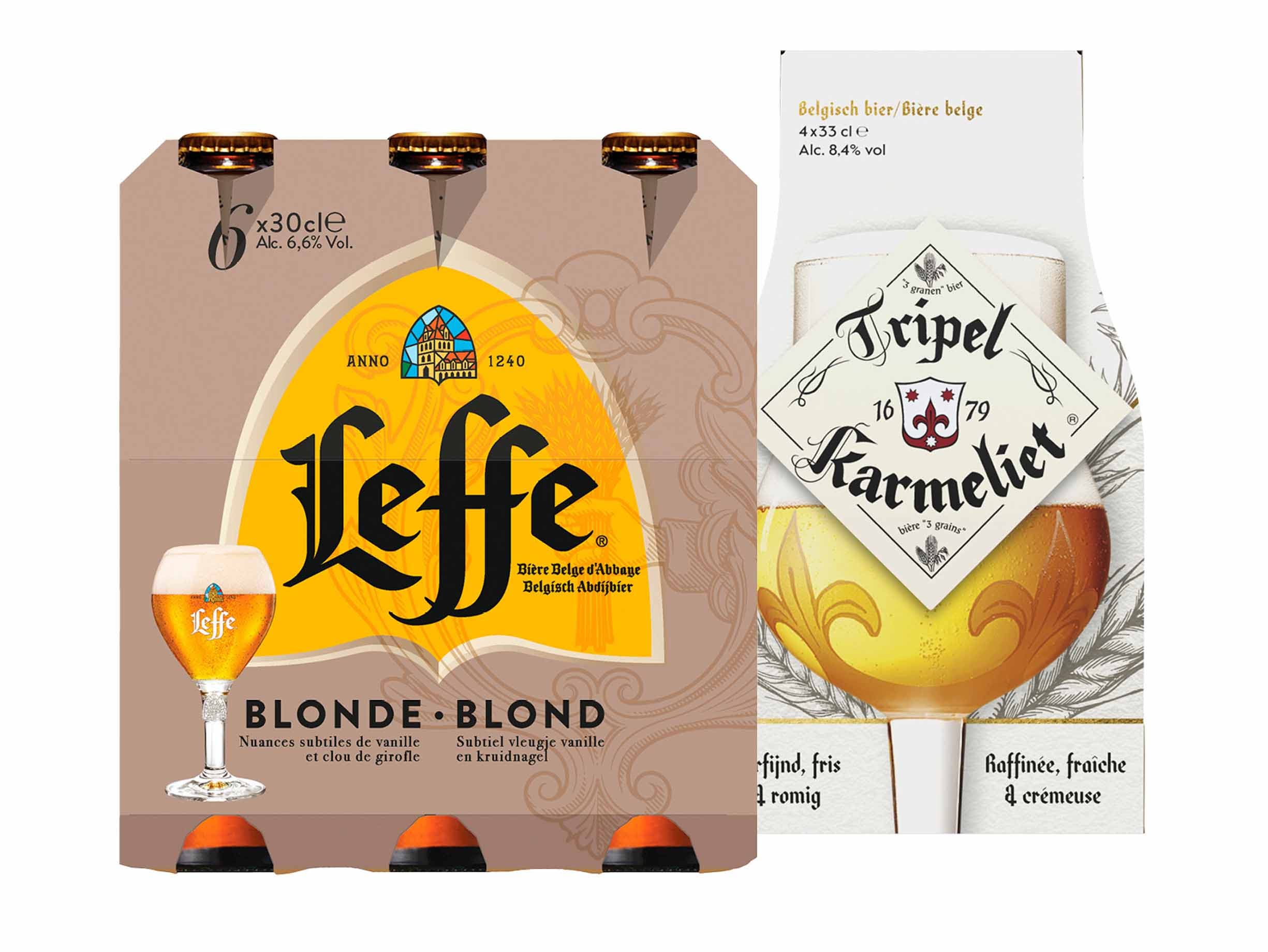 Leffe, Karmeliet, Grolsch speciaal of Grimbergen
